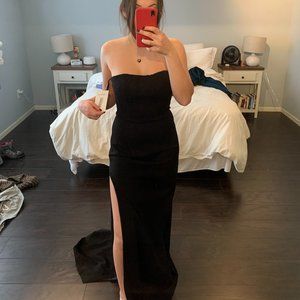 Sherri Hill Black Strapless Prom Dress